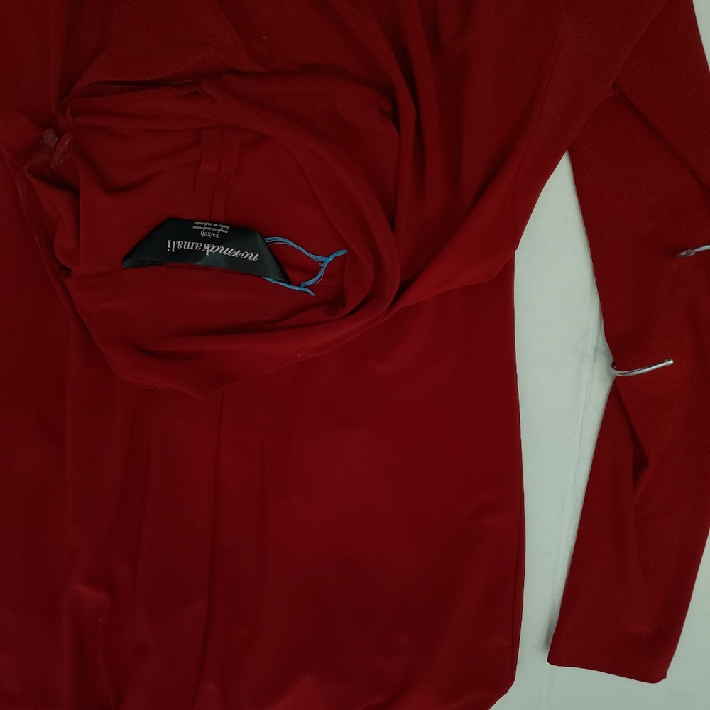 Norma Kamali Designer Long Red Zip Neck XS Dress. Fits like Small/Medium.